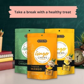 Bali's Best Ginger Chews, Tropical Mango Flavor, 5.08 Oz (Pack of 3), Individually Wrapped Soft Candy, Made with 100% Real Ginger, Digestive Health Support, Upset Stomach Relief, Halal