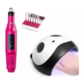MILAMPAN Combo Lampara Uv Led Panda + Pulidor Drill  Esmeril De Uñas