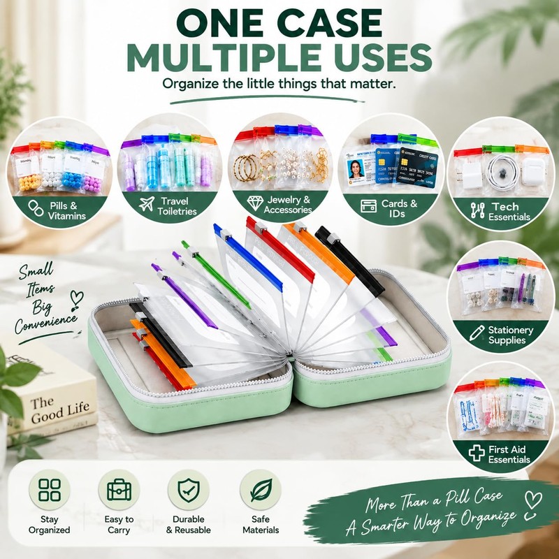 Pill Pouches for Travel, 14 Reusable Pill Pouches with Zipper