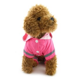 SELMAI Waterproof Raincoat Pet Rainwear Clothes for Small Dogs Hooded Mesh Lined Soft Lightweight Puppy Rain Poncho Jacket Jumpsuit with Strip Pink M