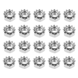 Yinpecly 1/4-20 K-Lock Nuts with External Tooth Washer 304 Stainless Steel Hex Nut Kep Hex Head Lock Nut for Low-Load Assemblies Silver Tone 20pcs