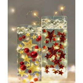 Vase Pearlfection 2 Packs Floating Stars Glitter Red-Fills 2 Gallons of Transparent Gels for Floating Effect-with Measured Floating Gels Prep Bags for Best Results!