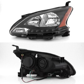AKKON - For 2016-18 Sentra LED Daytime Running Lamp Strip Headlights Black Housing Clear Lens Full Set