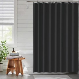 Funria EVA Shower Curtain Waterproof Bathroom Curtains with 8 Hooks for Wet Room Long Bath Curtains for Bathtubs and Shower Stall Black Shower Curtains 120 x 200CM (47 x 78 Inch)