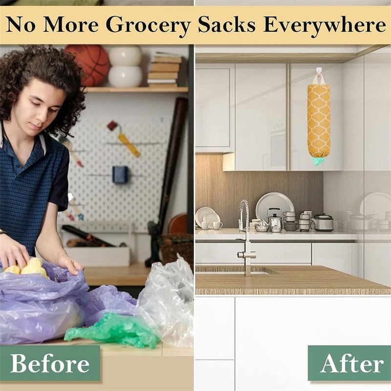 LeCorner Plastic Bag Holder, Washable Grocery Bag Holder for Plastic