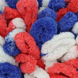 JubileeYarn Fun Finger Loops Yarn - Polyester Jumbo Weight Loop Yarn - 100g/Skein - Red White Blue - 5 Skeins