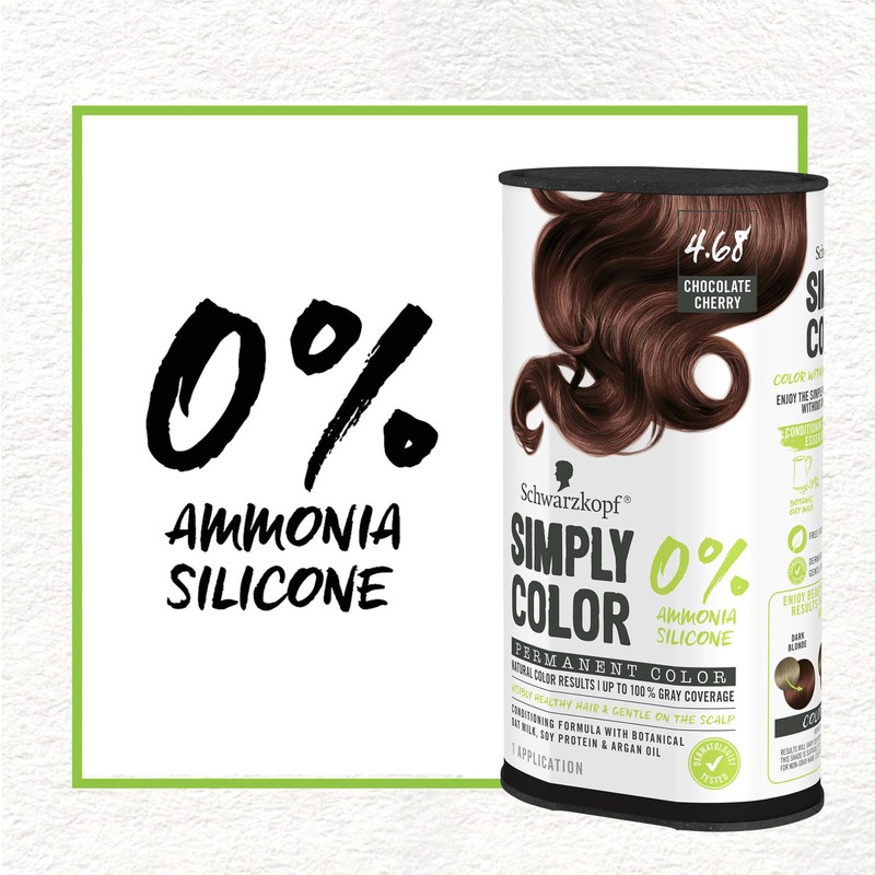 Schwarzkopf Simply Color Permanent Hair Dye, 4.68 Chocolate Cherry, Long-Lasting