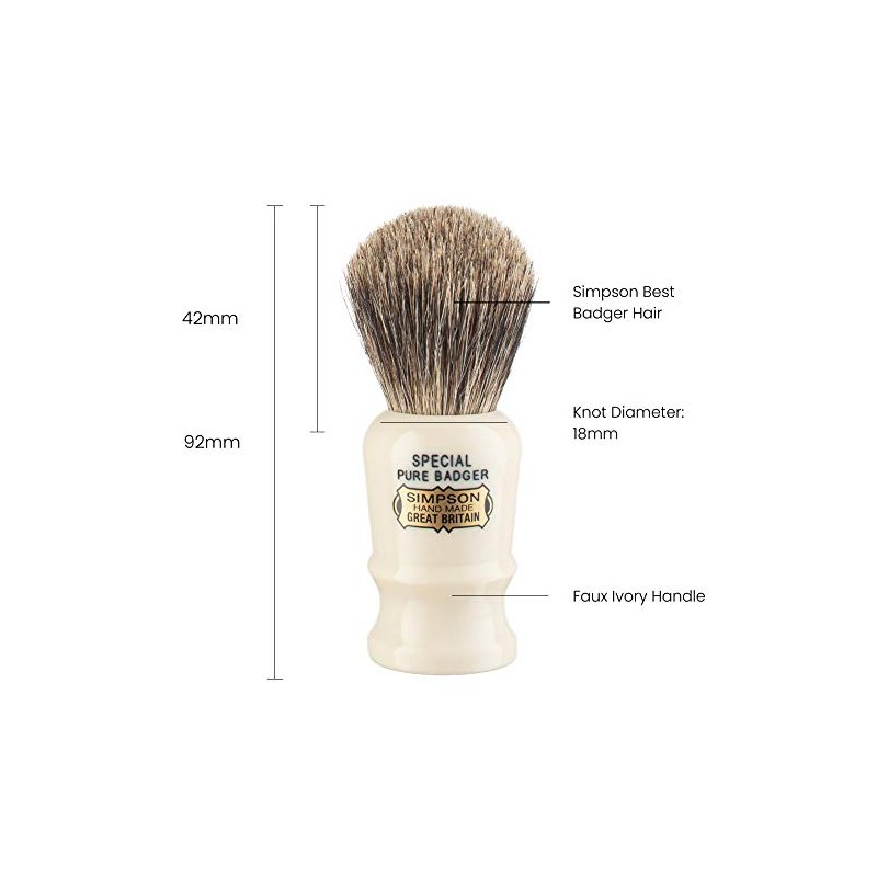 Simpsons Special Pure Badger Hair Shaving Brush With Imitation Ivory