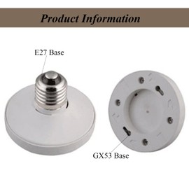 Fineled E27 to GX53 Adapter, E27 Female to GX53 Male Cablematic LED Bulb Holder Adapter (Pack of 1)