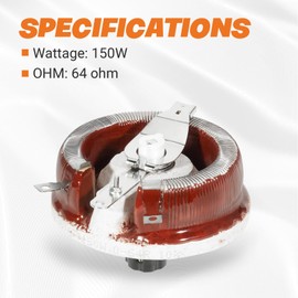 Dilomber Rheostat 64 Ohm 150 Watt # M5090C M-5090-C, Fit for Welder Lincoln SA-200/250/300, Classic I II III IID 300D, Pipeliner 200D/200G, SAE 200/300/350/400 Welder/Generator