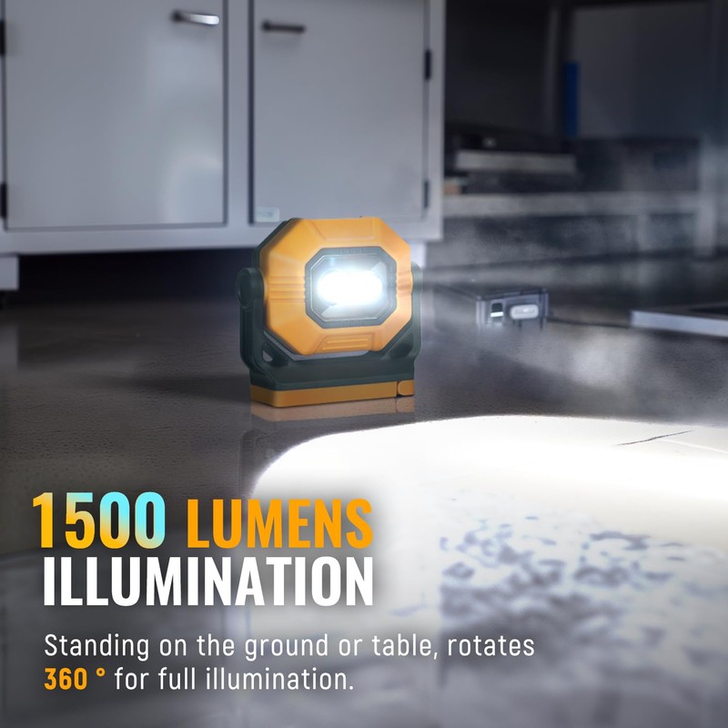 Easymaxx LED Rechargeable Work Light, 1500LM Portable COB Magnetic Lights