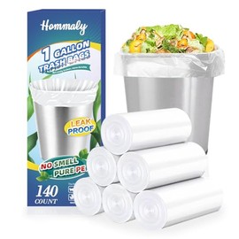 Hommaly- 1 galón 140 Unidades (0,8-1 galón) Bolsas de Basura pequeñas y Transparentes, Resistentes, para Cubos de Basura de 3 y 4,5 litros (0,8-1,2 galones).