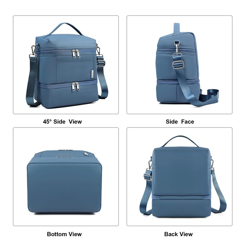 NOL Dual Compartment Insulated Lunch Bag Leakproof Cooler Tote Bag