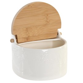 Space Home - Ceramic Sugar Bowl - Sugar Bowl with Lid - Sugar Bowl - Spice Jars - Storage for Spices Salt, Pepper, Herbs - Modern Design - White