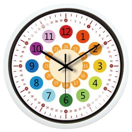 SENYURI Kids Wall Clock, 8 Inch Silent Non-Ticking Battery Operated Wall Clock, Colorful Childrens Learning Clock for Kids Room, Playroom, Bedroom, Nursery, School,Classroom