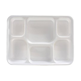 Pooja Bazar 6 Compartment White Party Thali Plates (50 Pack)