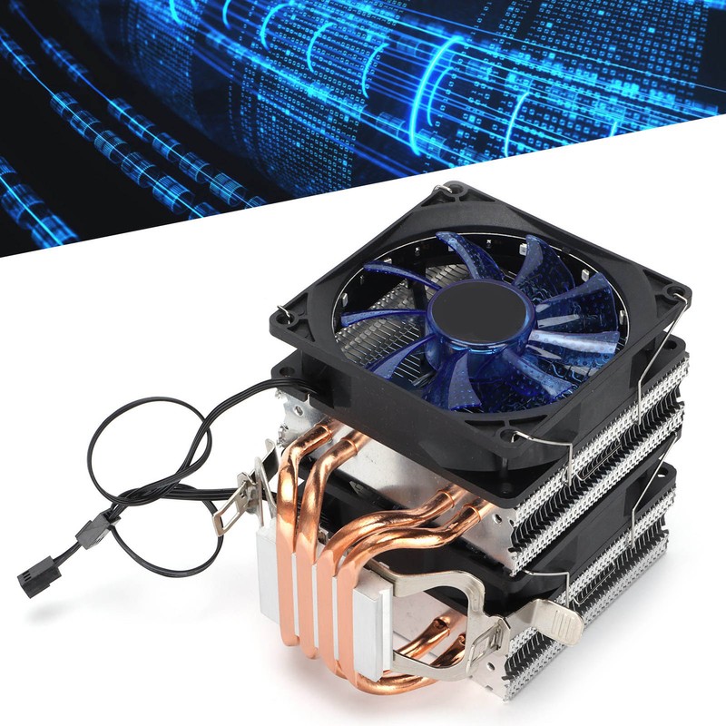 CPU Air Cooler Dual Tower 4 Heatpipes LED Light CPU