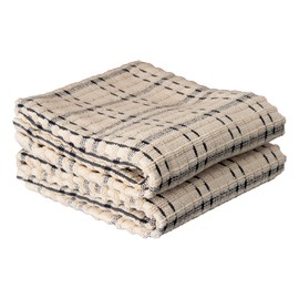 Ritz Royale Collection 100% Combed Terry Cotton, Highly Absorbent, Oversized Checked Kitchen Towel Set, 28" x 18", 2-Pack, Black
