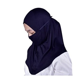 MuLanLegend Mask Hijab | Handmade Mask Hijab with Adjustable Strings for girls going back to School [SIZE: S] (Blue)