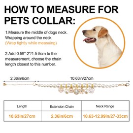 HACRAHO Pet Pearl Collar, 1 Pack Pearl Crystal Dog Necklace Adjustable Cat Necklace Collar with Bling Rhinestone Decor for Small Dogs Cats, M