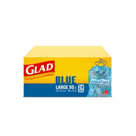 Glad Glad Blue Recycling Bags - Large 90 Litres - ForceFlex, Drawstring, 24 Trash Bags, Made in Canada of Global Components