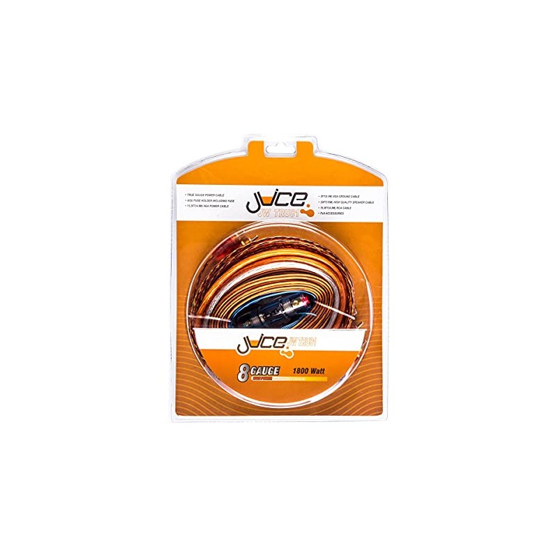 Juice Car Audio JWTRU81 1800W 8 Gauge Amplifier Wiring Kit,