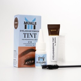 MUALS 2-In-1 Eyelash & Eyebrow Kit, Professional Lash & Brow Color Kit, Lasting for 6 Weeks DIY Hair Coloring for Salon Use 7ml (Brown)