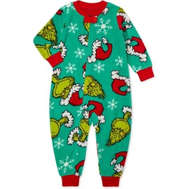 Dr. Seuss The Grinch Matching Family Pajama Sets, Infant, Full Zipper, All-Over Print, Plush, Ribbed Cuffs (US, Age, 12 Months, Green)