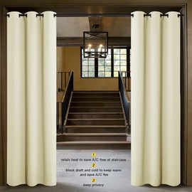 NICETOWN Door Curtain for Doorway Privacy, Curtains 84 Inch Length, Room Divider Cover, Blackout Temporary Insulated Closet Curtain for Bedroom Closet (1 Panel, 7ft Tall x 5ft Wide, Beige)