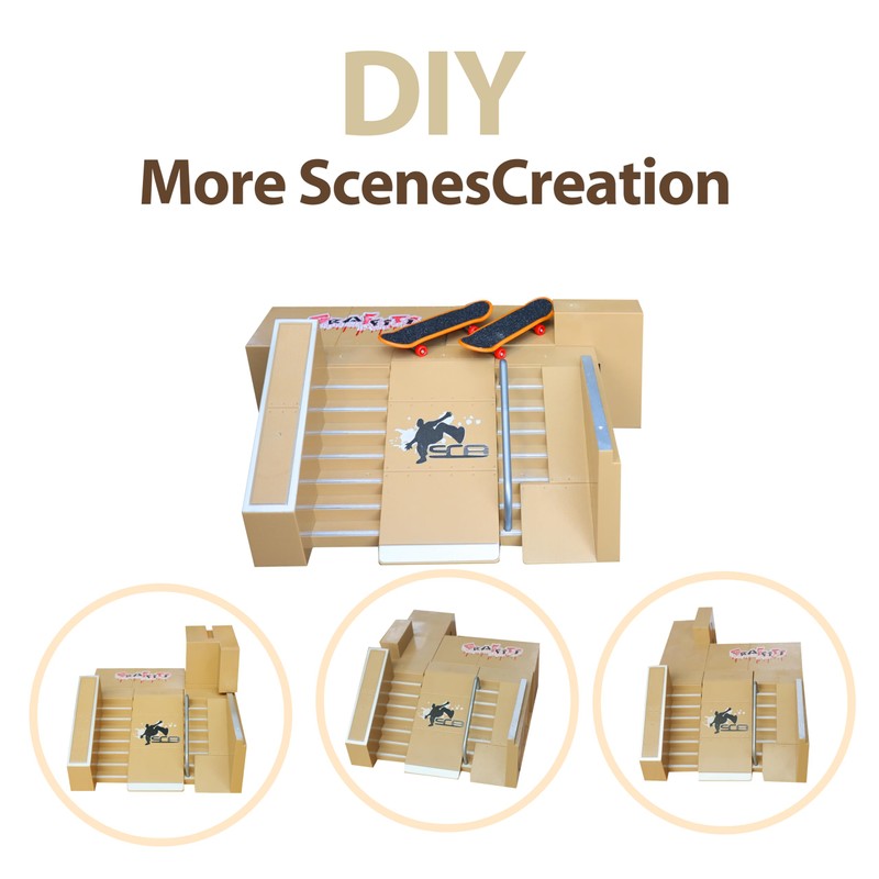 NJYW 8-in-1 Fingerboard Skate Park Kit with 3 Mini Fingerboards,