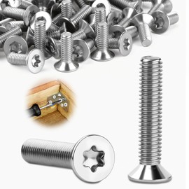 Mbsomnus Pack of 25 Countersunk Screws M6 x 30 mm Torx Screws M6 Stainless Steel A2 V2A with Torx Drive / Hexalobular Flat Head Screws Machine Screws Standard for Wood Home Furniture Metalwork