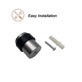 Round Solid Door Stop 30 x 40mm Satin Stainless Steel Fixing & Wall Plug Included