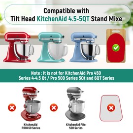 Bamboo Mixer Slider Mat for Kitchen Aid Stand Mixer, Upgrade Thicker Appliance Sliding Board with Handle, Convenient Sliding Tray, Compatible with KitchenAid Artisan 4.5-5Qt Tilt Head Stand Mixers