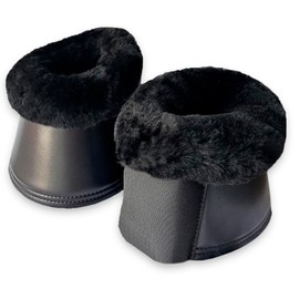 Bell boots for horse, no-turn equestrian protection, equine reach boots, bell boots for competition and training with sheepskin that prevents rubbing and impact from hooves.(M, Black)