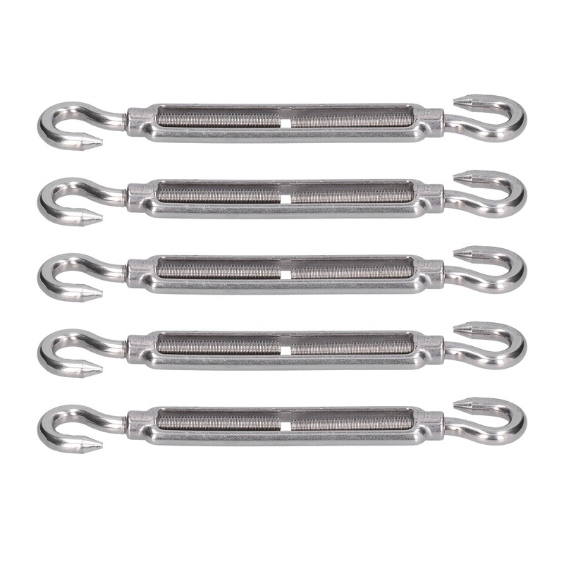 5Pcs Turnbuckle Hook and Hook Wire Rope Tension 304 Stainless