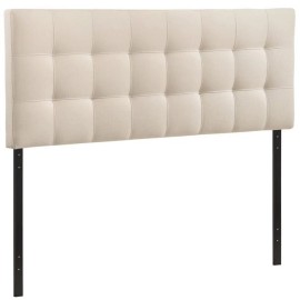 Rosebery Kids Modern Fabric Queen Tufted Panel Headboard in Ivory