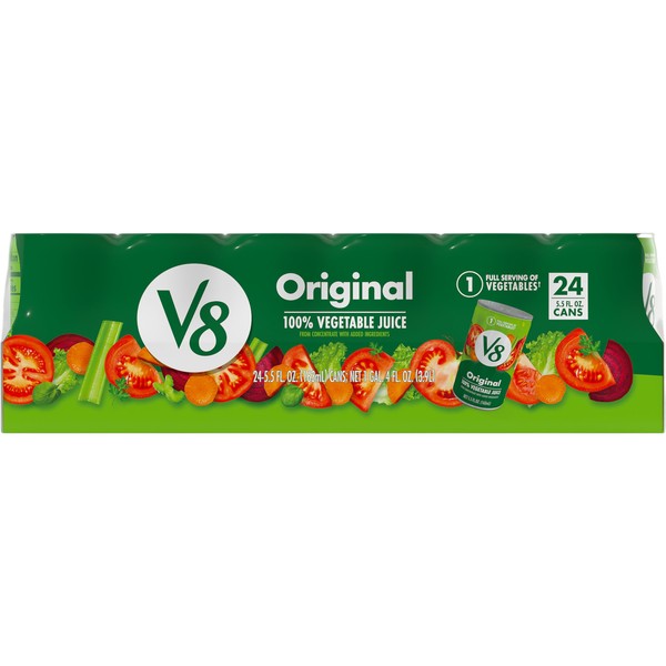 V8 Original 100% Vegetable Juice, 5.5 fl oz Can (Pack of 24)
