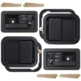 APPERFiT Exterior & Interior Door Handles w/Keepers Compatible with Jeep Wrangler YJ TJ 1991-2006 with Full Doors Replaces 55176382AE 55176383AE 55176477AB 55176476AB