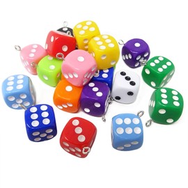Honbay 22 colgantes de dados de acrílico 3D con forma de cubo cuadrado para pendientes, pulseras, collares y llaveros (11 colores, 16 mm)