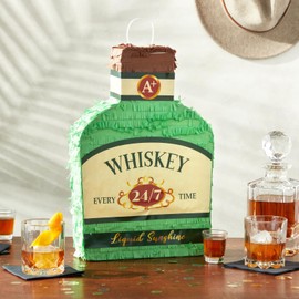 Whisky Bottle Adult Pinata, 21st Birthday, Bachelor Party Decorations for Men (16.5 x 11 In)