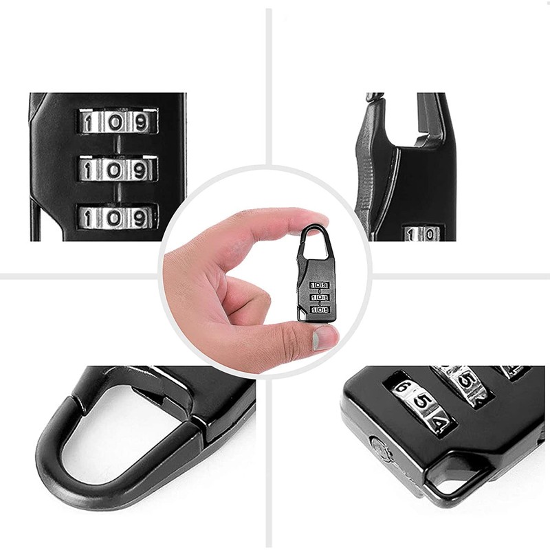 LATRAT 4 Pieces Combination Lock 3 Digit Combination Lock Zinc
