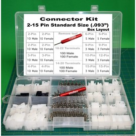 510pcs 2-15 Pin 14.0A Connector Kit 0.093", Wire Gauge 14-22 AWG w/Remove Tool