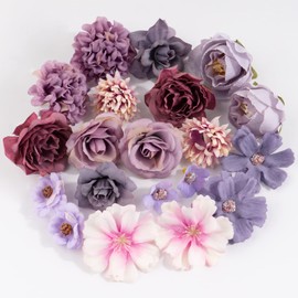 BOFUNX Pack of 20 Artificial Flowers Flower Heads Artificial Flowers Mini Flower Heads for Wedding Home Crafts Scrapbooking Decoration