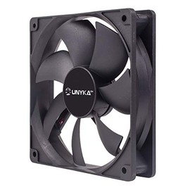 Unykach 120mm Computer Fan, 51800, Black, 1200 RPM, 4 Pin, 7 Blades, Quiet, 25mm x 120mm x 120mm