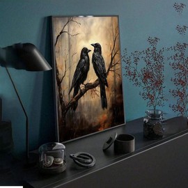 Crow Pattern Canvas Painting without Frame, 1 Count Modern Wall Art Painting, Wall Art Decor for Home Living Room Bedroom Office School - Specification: 50*70cm, pattern: Crow