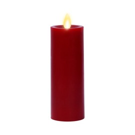 Luminara Flameless Classic Slim Burgundy Pillar Moving Flame Candle- LED Battery Operated Lights - Unscented - Remote Ready (6-inch)