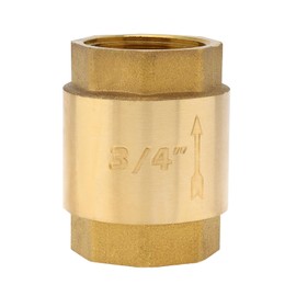 DN20 Brass Check Valve 3/4", PNXKTXO Solid Brass Non Return One Way Horizontal Spring Check Valve for Well/Pump/Tank, Vertical In-line Water Backflow Preventer