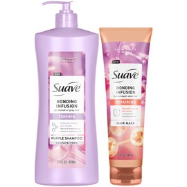 Suave Purple Shampoo, Sulfate-Free, Toning + Hair Mask Leave-In Conditioner, Bonding Infusion Treatment for Dry, Damaged Hair