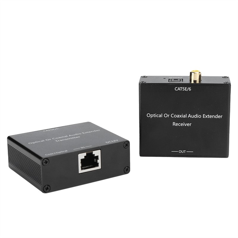Digital Audio Extender Coaxial and Optical Fiber Converter for Cat5e/6