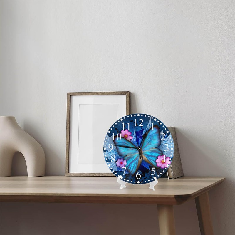 KEEPSUPER Clock Beautiful Butterfly Wall Clock 10 Inch Battery Operated